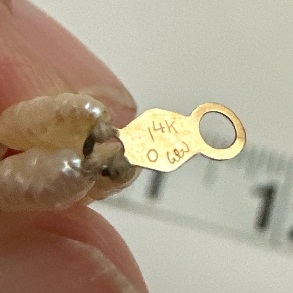 Vtg 14K Yellow Gold 3mm Beads 2mm Freshwater Pearl Onyx Bead 3 Strand Necklace - Picture 4 of 5